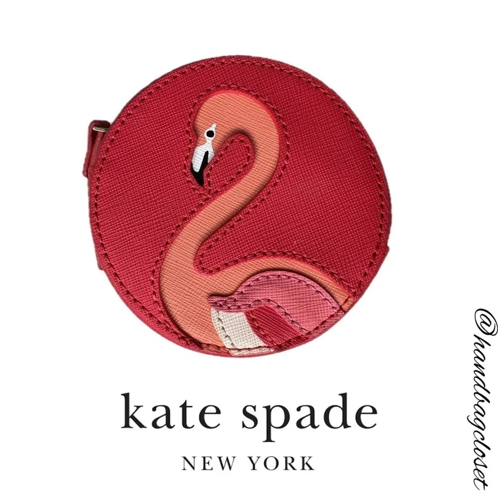 Kate Spade New York Take A Walk On The Wild Side Flamingo Coin Bag Purse Pouch